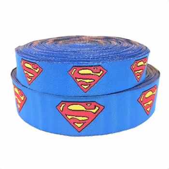 

NEW wholesale 5/8"+7/8"(16mm+22mm 20yards/lots) Polyester superman Woven Jacquard Ribbon For Dog Collar KTZD2014070309