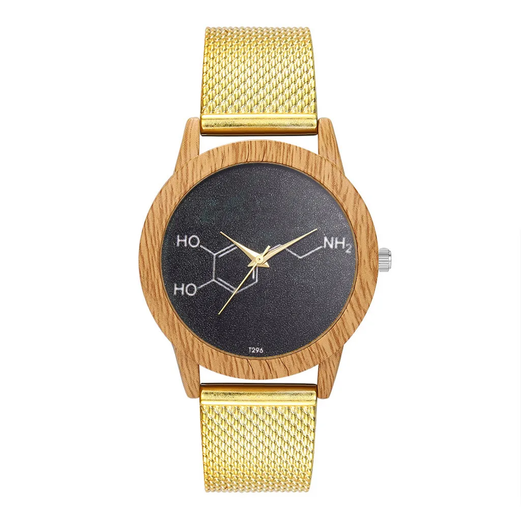 

Simple Women's Watch Fashion Nature Wooden Grain Leisure Minimalism Chemical Formula Dial Silicone Strap Quartz Watches