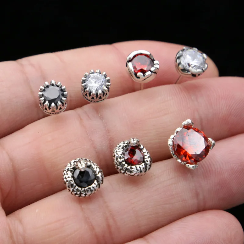 

S925 sterling silver jewelry personality fashion men and women zircon earrings