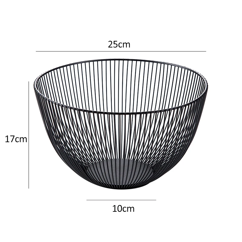 Home Storage Basket Fruit Basket Wrought Iron Hollow Desktop Snack Round Baskets Living Room Organizer Kitchen DecorationB13
