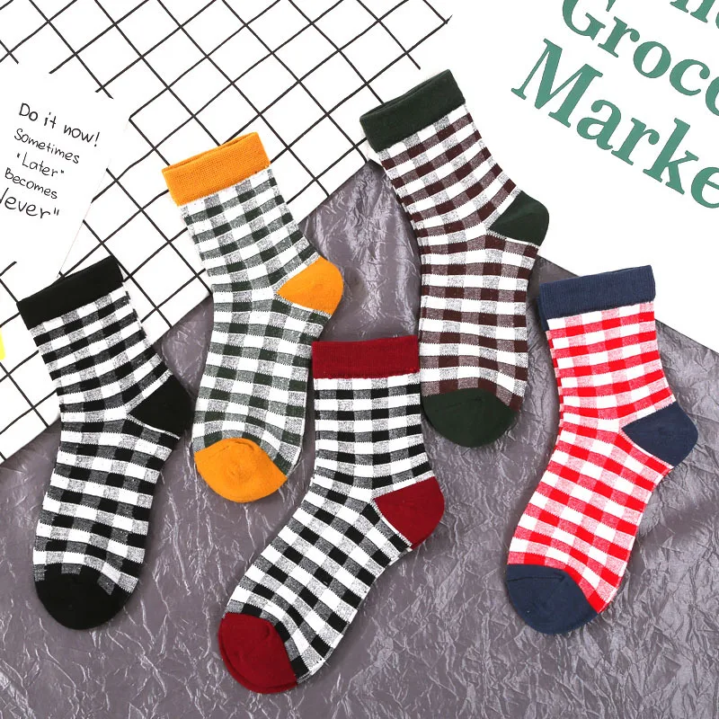 Женские теплые японские хлопковые носки в Корейском стиле Харадзюку, квадратные носки, женские удобные хлопковые цветные носки высокого качества