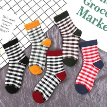 Женские теплые японские хлопковые носки в Корейском стиле Харадзюку, квадратные носки, женские удобные хлопковые цветные носки высокого качества