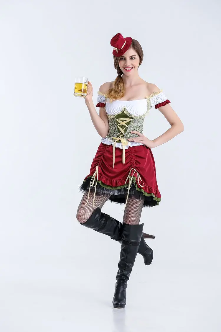 Женский костюм Октоберфест размера плюс, баварский Октоберфест, Немецкий фестиваль, платье для пивного фестиваля, косплей, костюмы на Хэллоуин для женщин, для взрослых
