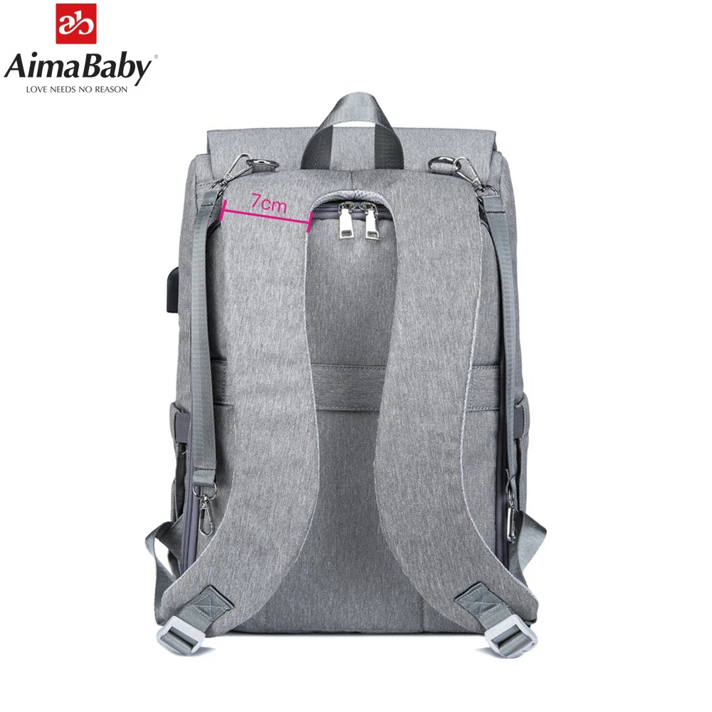  Bolsa de pañales para bebé con interfaz USB bolsa grande para pañales de bebé mochila de viaje para