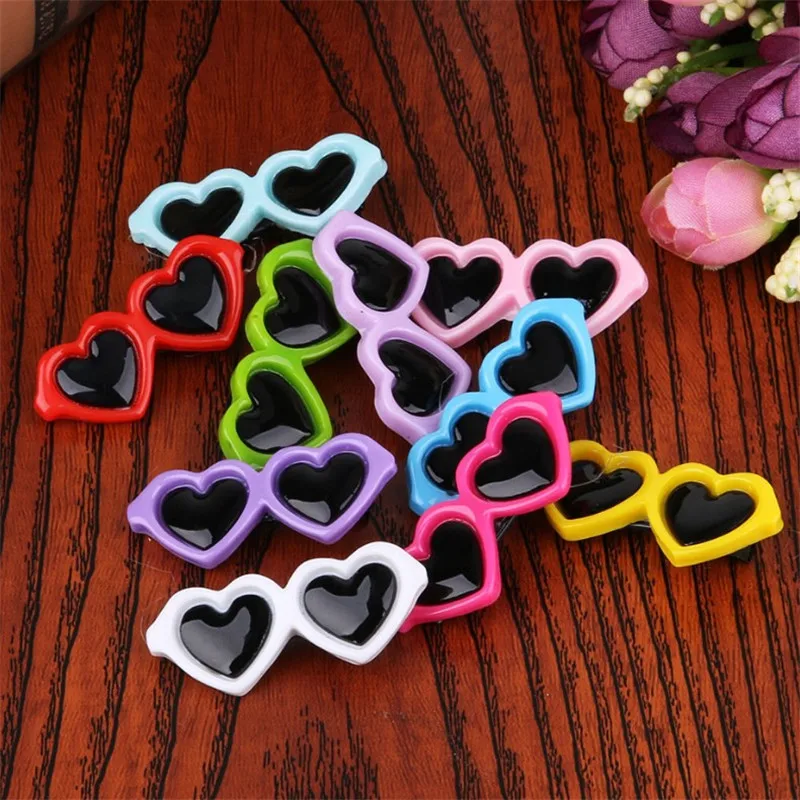 New Pet Lovely Heart Sunglasses Hairpins Pet Dog Bows Hair Clips for Puppy Dogs Cat Yorkie