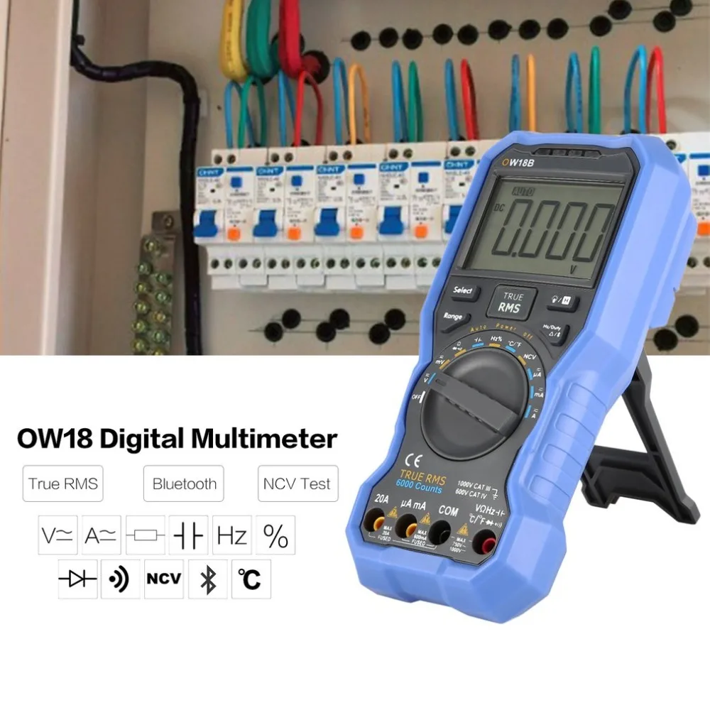 

Owon OW18B Digital Multimeter DC/AC Voltage Current Meter Handheld Voltmeter Ammeter Diode NCV Tester Multitester True RMS