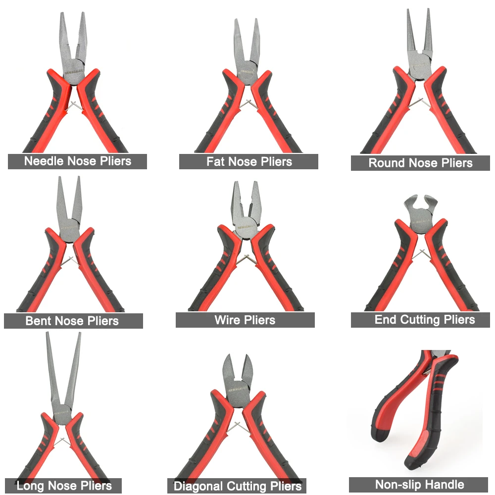 Набор плоскогубцев NEWACALOX 4,", 8 стилей, DIY, мультиинструмент, мини плоскогубцы, кусачки для зачистки проводов, диагональные плоскогубцы с плоским носом, инструмент для изготовления ювелирных изделий