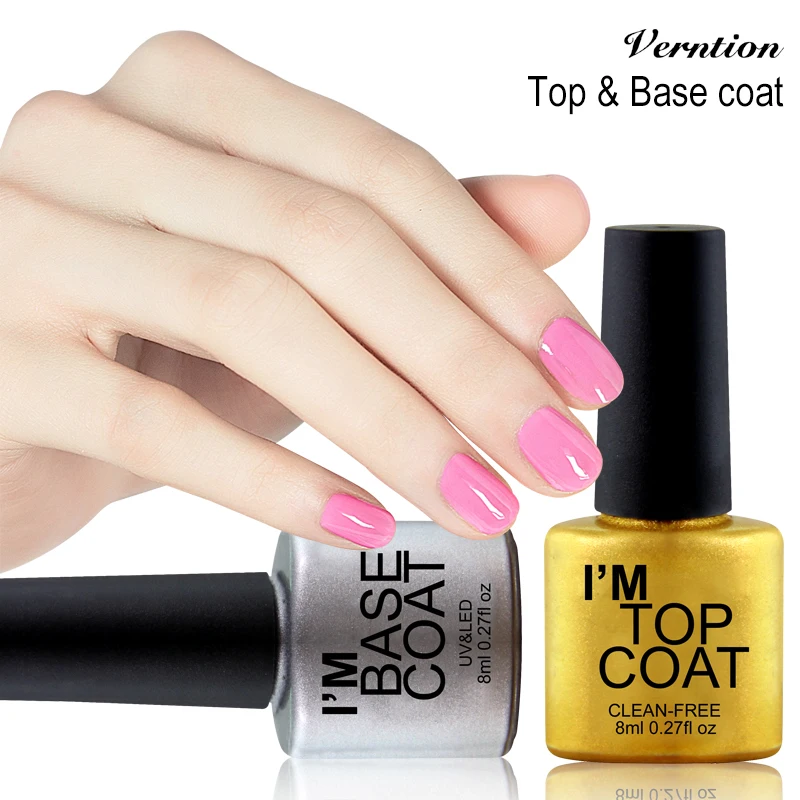 Verntion Top And Base Coat Gel Nail Polish UV LED Beauty Nail Foundation Art High Quality 8ml