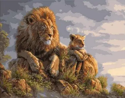 Diy Oil Painting Paint By Number Kit The Lion King Thomas Kinkade The Lion King Painting Paintin Modern Wall Art Canvas Painting Gift For Children Home Decor 30*40cm