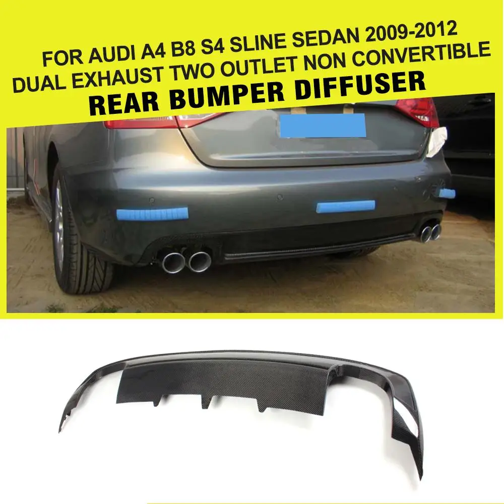 

Car-Styling Carbon Fiber Auto Rear Diffuser Lip Spoiler Bumper Guard for Audi S4 A4 Sline Only 2009 - 2012