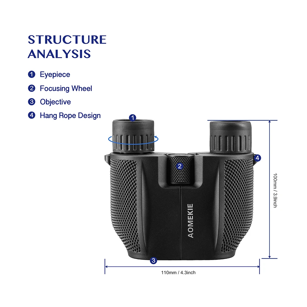 AOMEKIE 10X25 Порро бинокль HD Оптическое стекло FMC объектив телескоп для кемпинга охоты наблюдения за птицами компактный размер