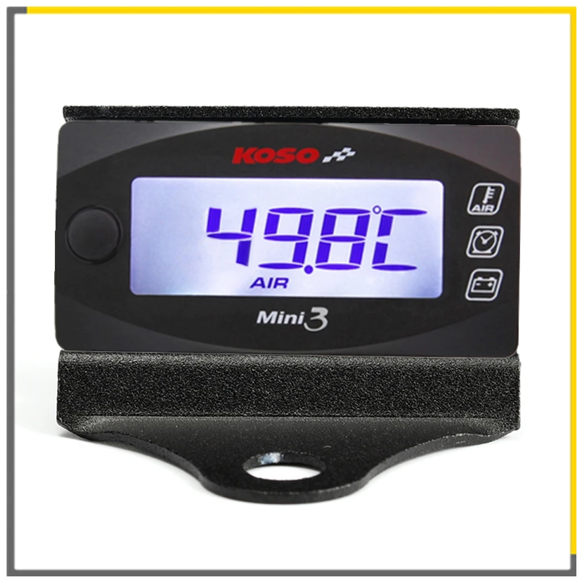 

KOSO Universal Motorcycle Multi-Function Mini 3 Digital Air Temperature Thermometer Time Voltmeter Water Meter Gauge