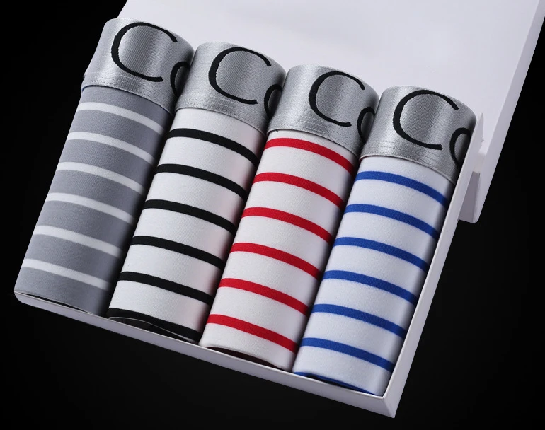 

3 pcs/lot ! 4 pcs/lot Men Fashion Striped Boxer Underwear Adult Man Teenager Students Short Underwear