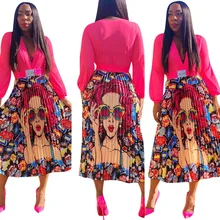 Многоцветный неравномерность Письмо печати Красота мультфильм шаблон Высокая Талия модные женские туфли летняя юбка Повседневная юбка в складку H1140