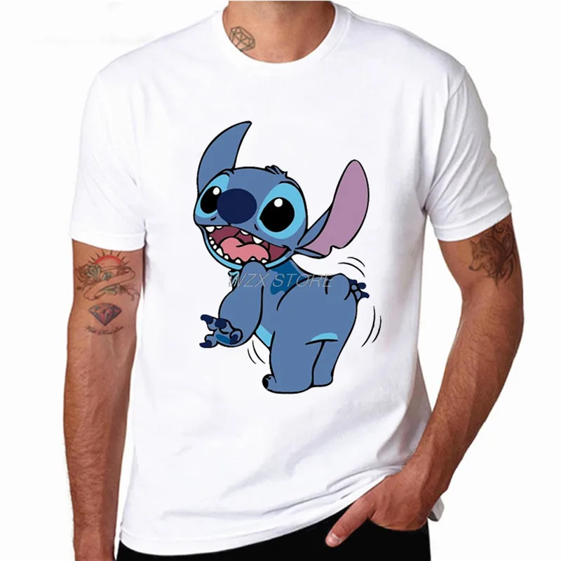 Мужские летние футболки Lilo Stitch с принтом Харадзюку каваи топ героями