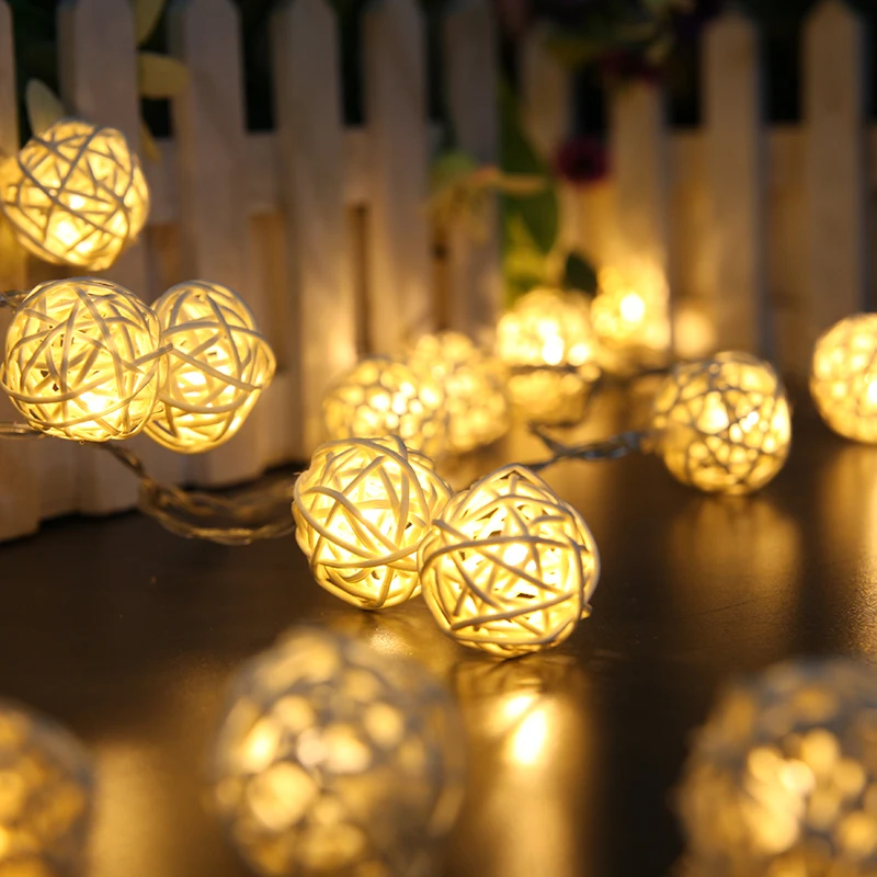 20 LEDs Holiday Christmas Light 2M Fairy Rattan Ball String Lamp White Warm Colorful Decoration for Xmas New Year Wedding Party (13)