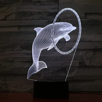

Cute Animal Dolphin 3D LED Light Desk Table Halloween Decoration Gift Kid Holiday USB 7 Colors Change Lava Lamp 3D1194
