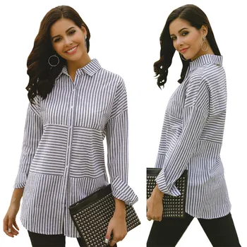 

Women Tops Spring 2019 Striped Korean Fashion Clothing Women Shirt Vintage Casual Office Blouse