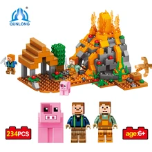Qunlong 234pcs Mine world Minecrafted Figures Building Blocks Bricks Set Educational Toys For Children Compatible Legoed Toys
