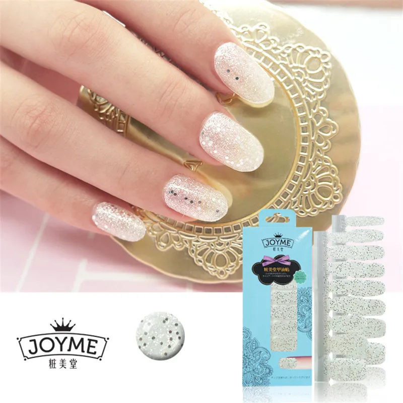 Bling Bling Nail Polish Strips 3d Glitter Silver Sticker 16pcs Nail