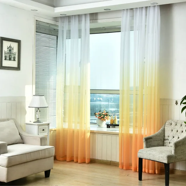 Sheer Tulle Window Curtains For Living Room Kitchen Modern Pattern Sheer Tulle Window Curtains For Living Room Kitchen Modern Pattern Voil With Bright Color