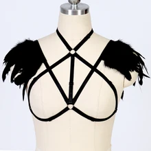 Черный готический перо восточном накидка белье эполеты плеча крылья Cagebra Harajuku белье Косплэй панк BurningMan Rave