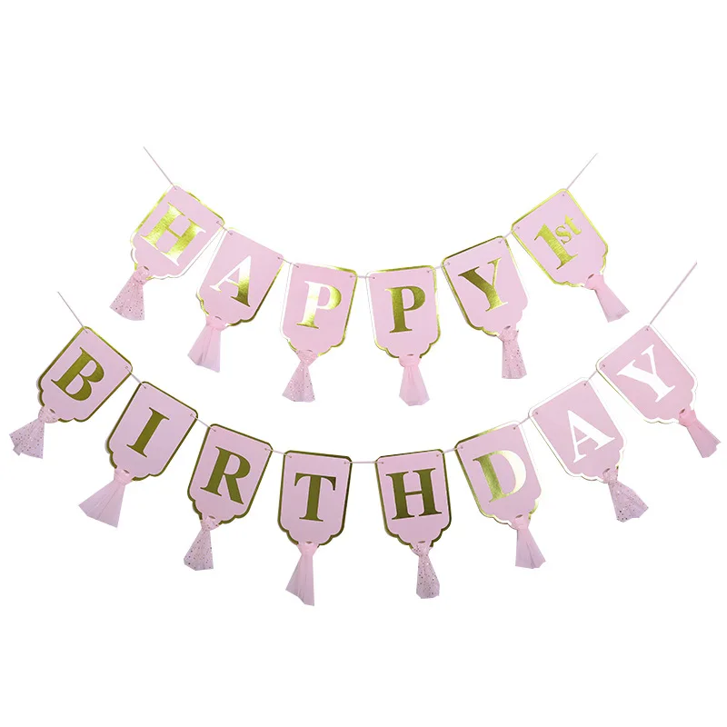 

FANLUS Happy Birthday Paper Flags Garland Floral Bunting Banners Letter Garlands Baby Boy&Girl Kids Birthday Party Decorations