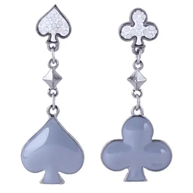 2018 Fashion Poker Irregular Drop Earrings Clubs Spades Heart Plum