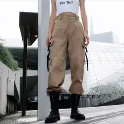 2019 женские повседневные брюки с высокой талией стиль сафари хип-хоп танцевальные военные походные брюки карго крутая девушка