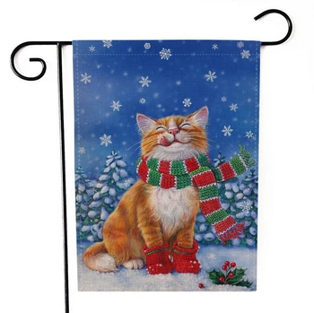 

Double-sided Scarf Cat Snowflake Garden Flag Banner Festivals Holidays Seasons Decoration Flag 12.5''x18.5'', free shipping