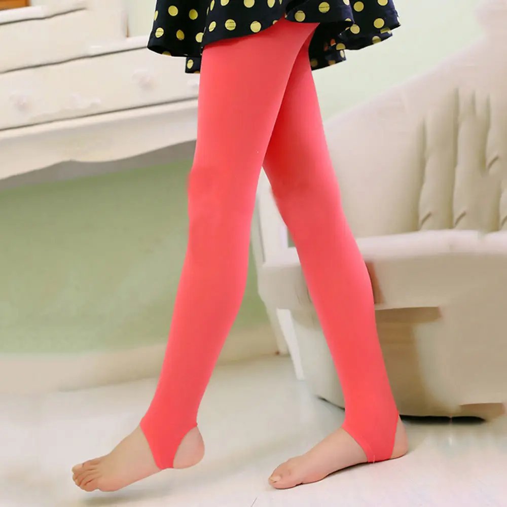 New Bright Girls Kids Footed Tights Stockings Ballet Dance Solid Candy Colorsin Tights from