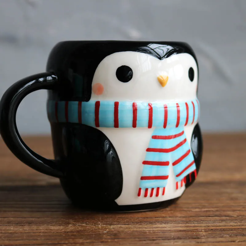 Керамическая ручная роспись Пингвин Милая модель кружка/небольшая кофе кружка/детская чашка для воды небольшие дефекты