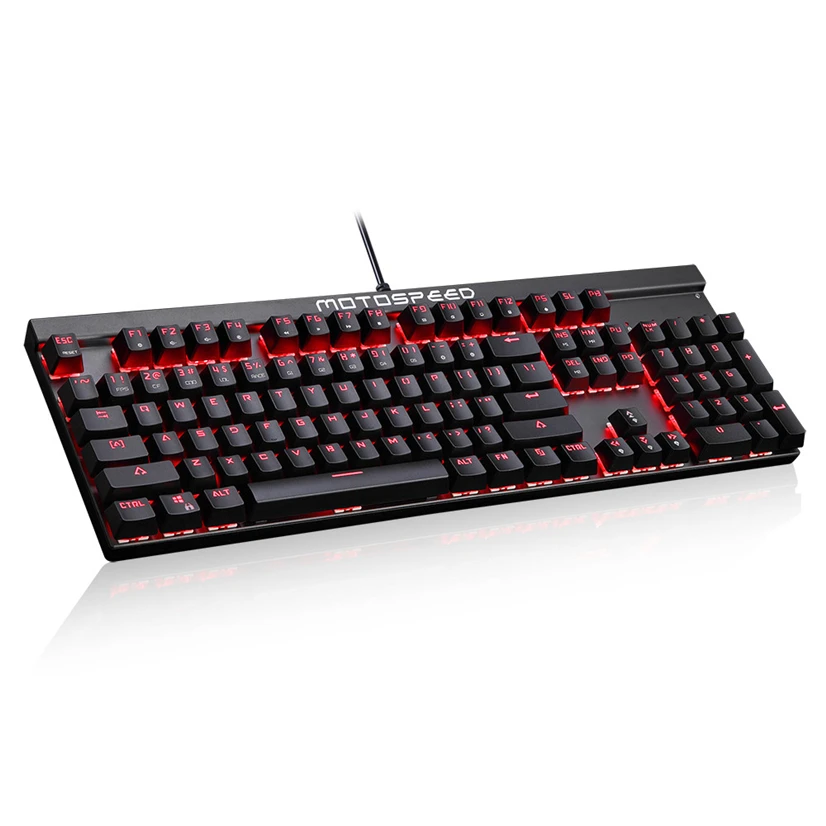 

Russian/English CK103 Gaming Mechanical Keyboard 14 Modes RGB Backlight USB2.0 104 Anti-ghosting Keys Blue/Red Switch