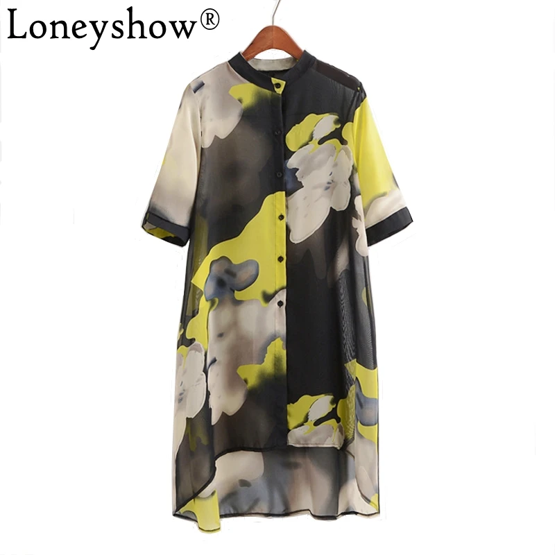 Quality Printed Summer Short Sleeve Chiffon Tops Flower Camouflage Casual Loose Long Blouse Shirt Beach Cover Cloth Cardigan |