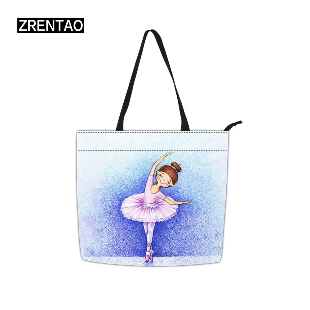 

Womens Large Handbags Cute Cartoon Ballet/Yoga Printing Teenage Girls Shopper Grocery Tote Traveling Holiday Top-Handle Tote Bag