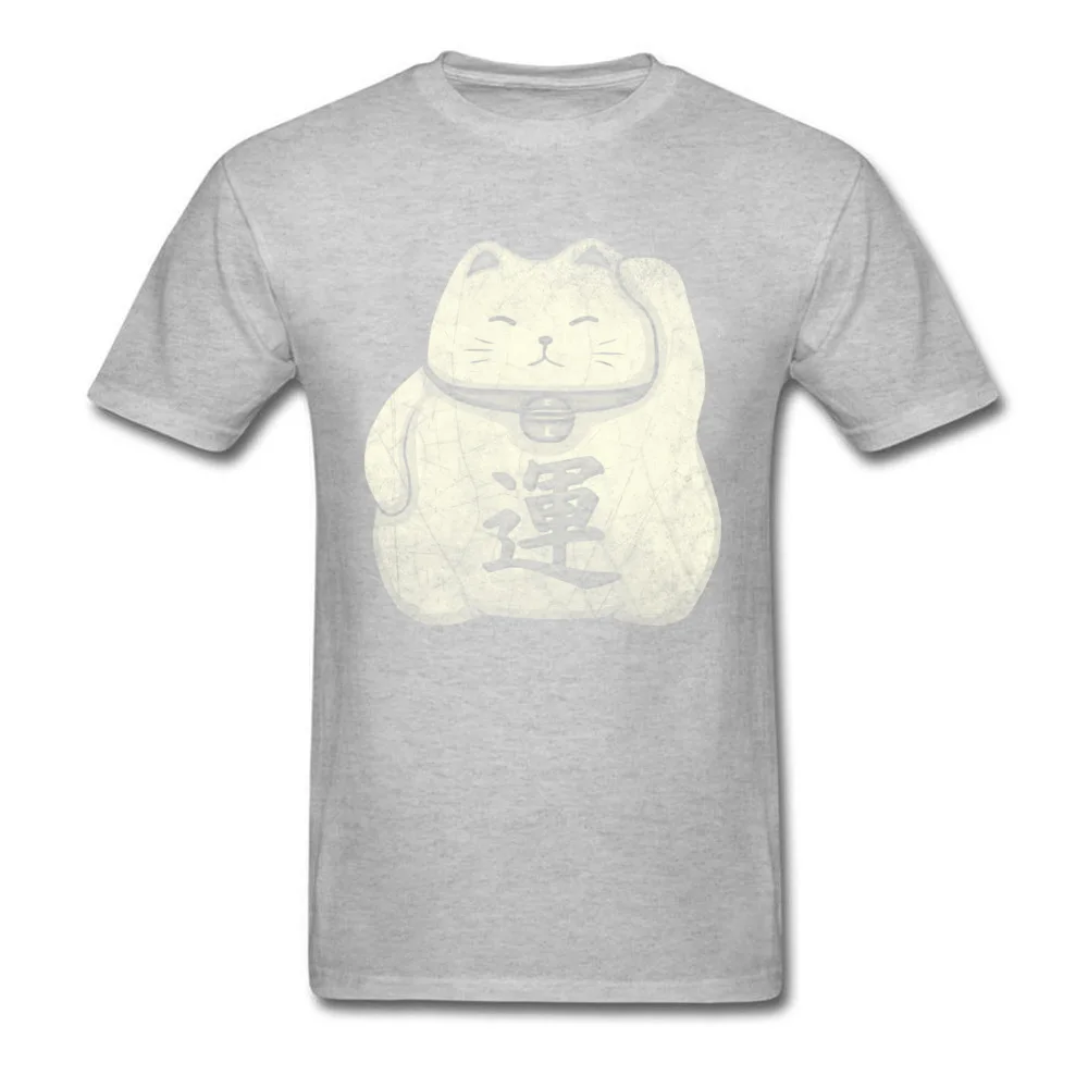 Lucky Cat Grunge T Shirts Short Sleeve Summer Fitted Mens Autumn Tops T Shirt Summer Tops Shirt Crew Neck Pure Cotton Lucky Cat Grunge grey
