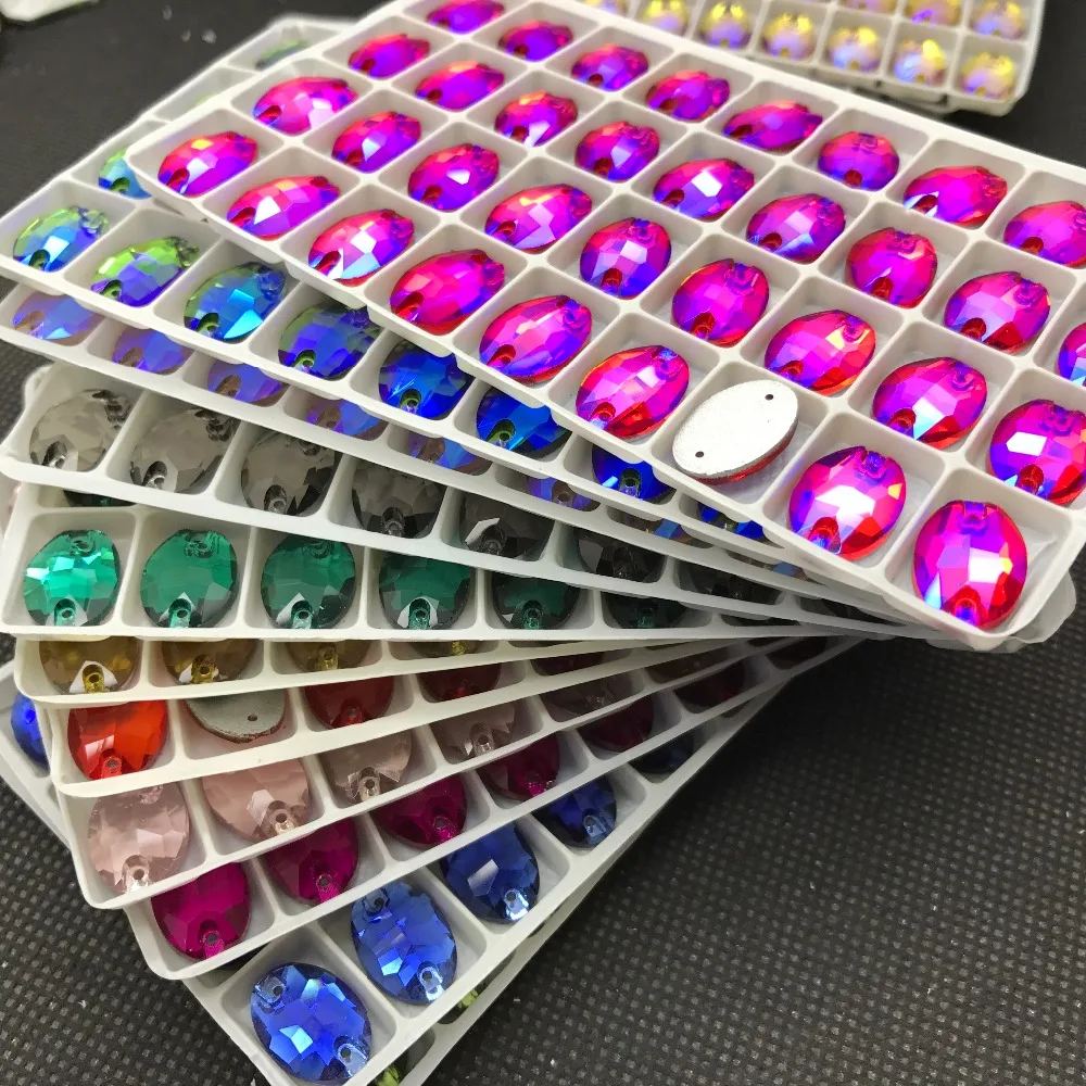 TopStone овальные пришивные стразы размера 11x16 13x18 7x10 10x14 мм стеклянные кристаллы