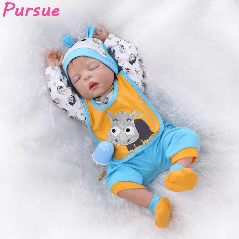 

Pursue 22 inch Sleeping Doll Reborn Full Body Silicone Reborn Toddler Dolls Toys for Girls Boy reborns silicone de corpo inteiro