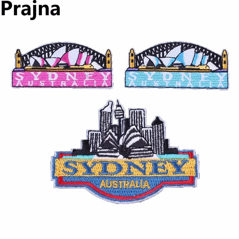 

Prajna Custom Sydney Opera Logo Patch Fashion Australia Iron On Embroidered Patches For Clothing Badge DIY Sewing Accessories