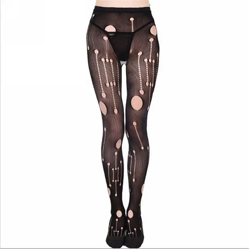 

Sexy Women's Tights Black Retro Ripped Hole Stockings.Ladies Hollow Out Mesh Holes Fishnet Pantyhose Female Club Party Hosiery