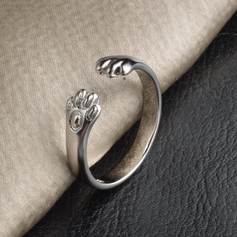 

Wholesale Price 925 Sterling Silver Shiny Rings For Girlfriend/Children Fashion Jewelry Cute Cat Claws Best Christmas Gift