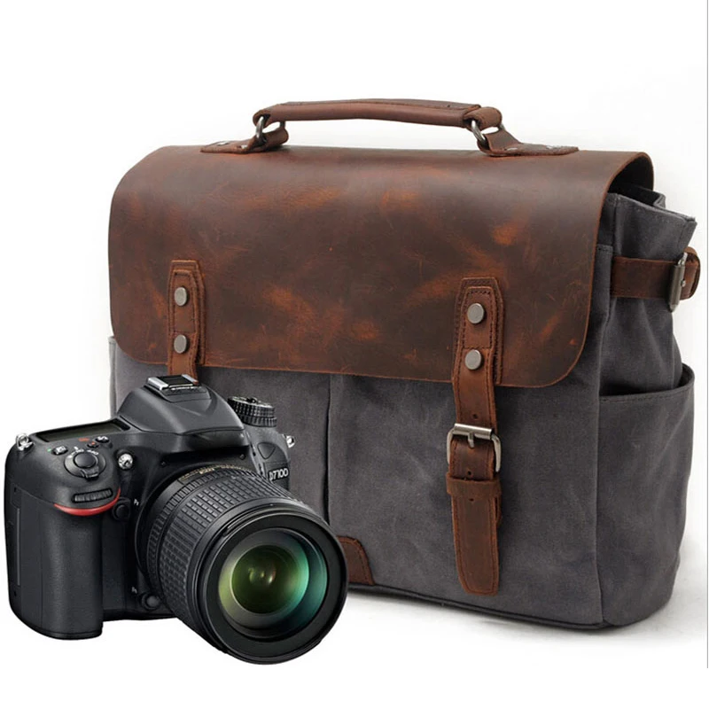 Muchuan 16960# Waterproof SLR Camera Bags Casual Travel Batik Canvas Shoulder Bags Vintage Briefcase Retro Hasp Cover Camera Bag