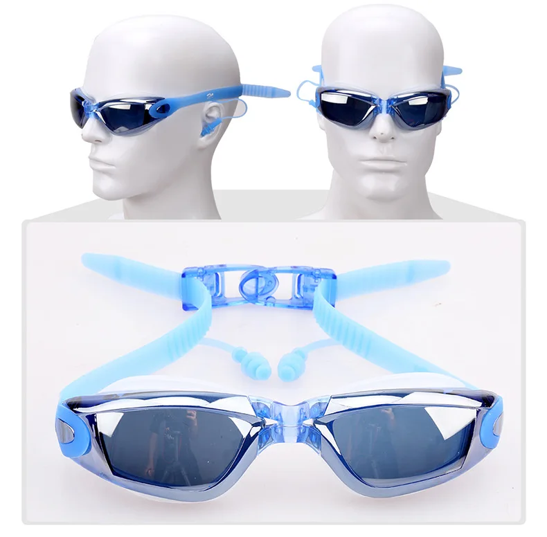 Взрослые силиконовые плавательные очки УФ защитное Плакирование для женщин и мужчин плавательные очки для плавания солнцезащитные очки HD противотуманные диоптрий
