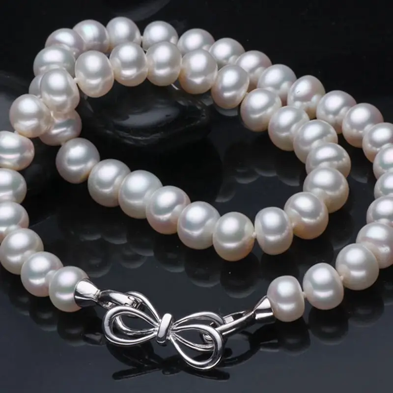 ASHIQI 10-11 мм большой белый натуральный пресноводный жемчуг ожерелье для женщин Жемчуг Ювелирные изделия Подарки