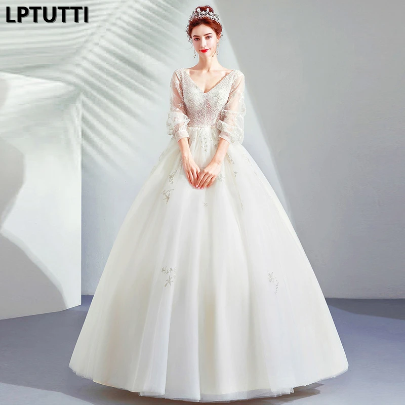 

LPTUTTI Beading Embroidery New Vintage Princess Bridal Marriage Gown Bride Simple Party Events Long Luxury Wedding Dresses