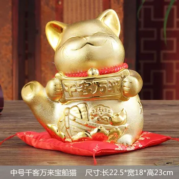 

Lucky Cat ornaments large piggy opened Japanese arts and crafts ceramic gifts gold plating Lucky Cat