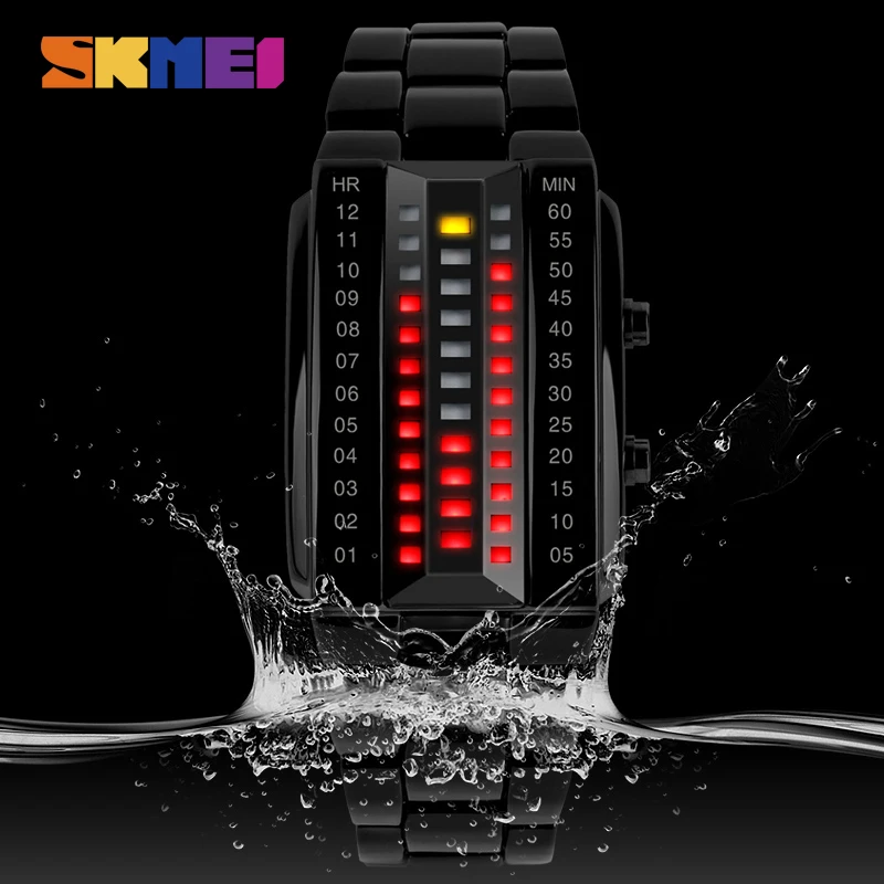 SKMEI Couple Fashion Creative Watch Men Women Luxury Brand Stainless Steel Sport Digital Wristwatch Waterproof Relogio Masculino