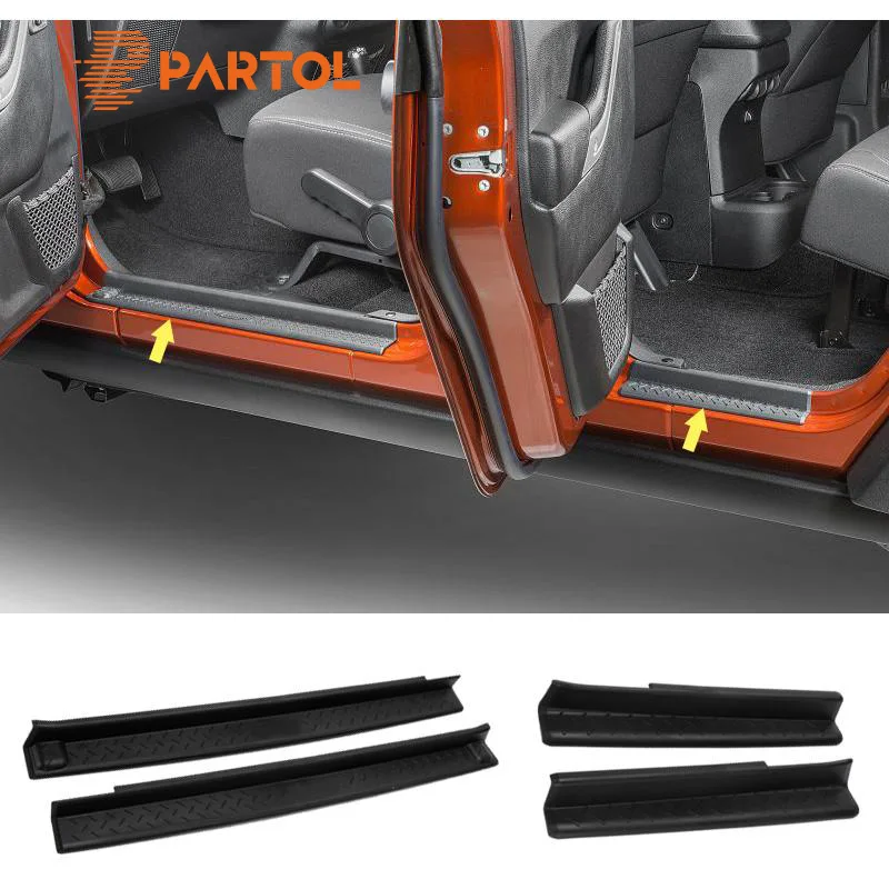 Partol 2pcs/ 4pcs ABS Door Sill Entry Guards Strips Non slip Scuff