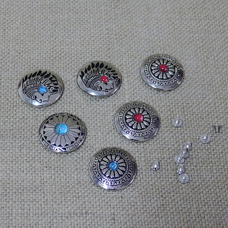 $11.4 Dia 30mm beautiful leather wallet craft caibu button rivet with screws spike and studs 10pcs/lot