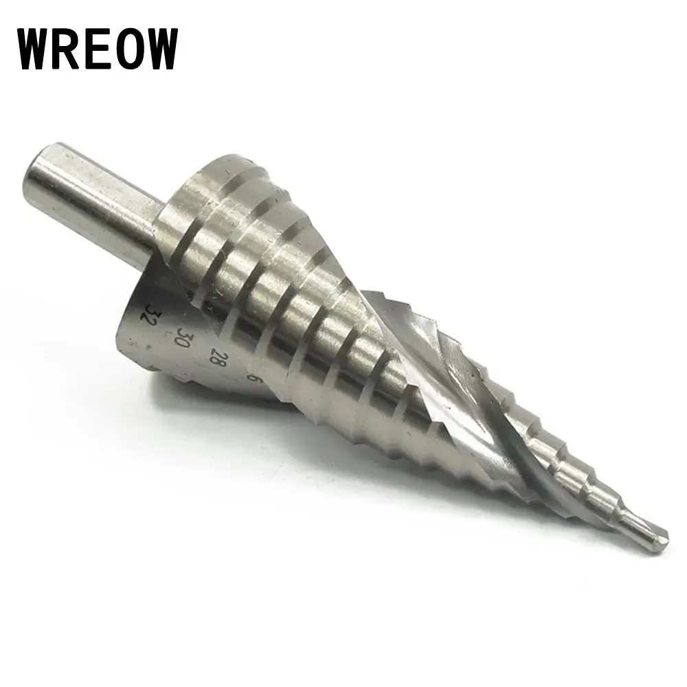 4 32mm HSS Spiral Groove Step Drill Bit Woodworking 3 Side Shank Step